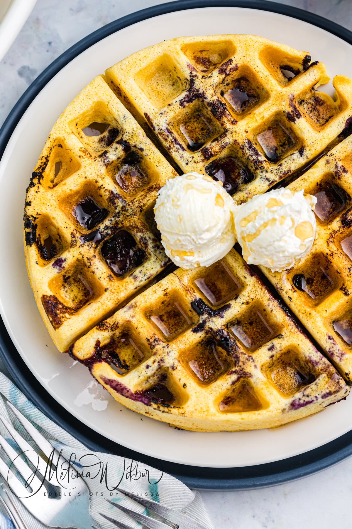 Blueberry Cornbread Waffle